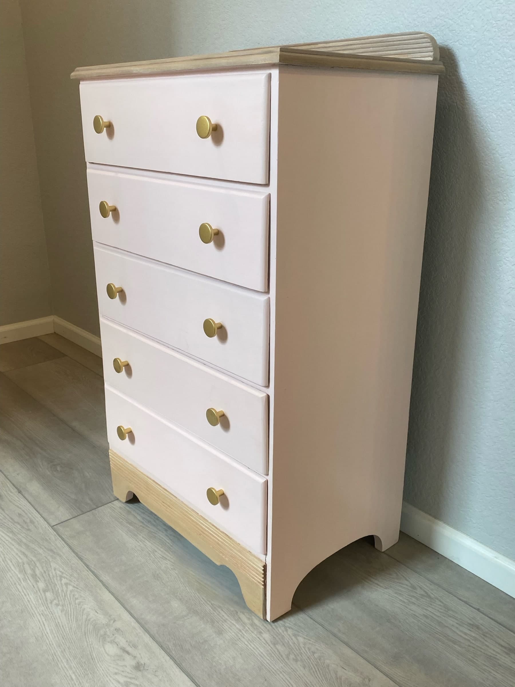 Custom refinishing commission staged in a finished room.